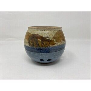 Sherwood Studio Pottery Brown to Blue 4"x5" Candle Holder Boho Decor